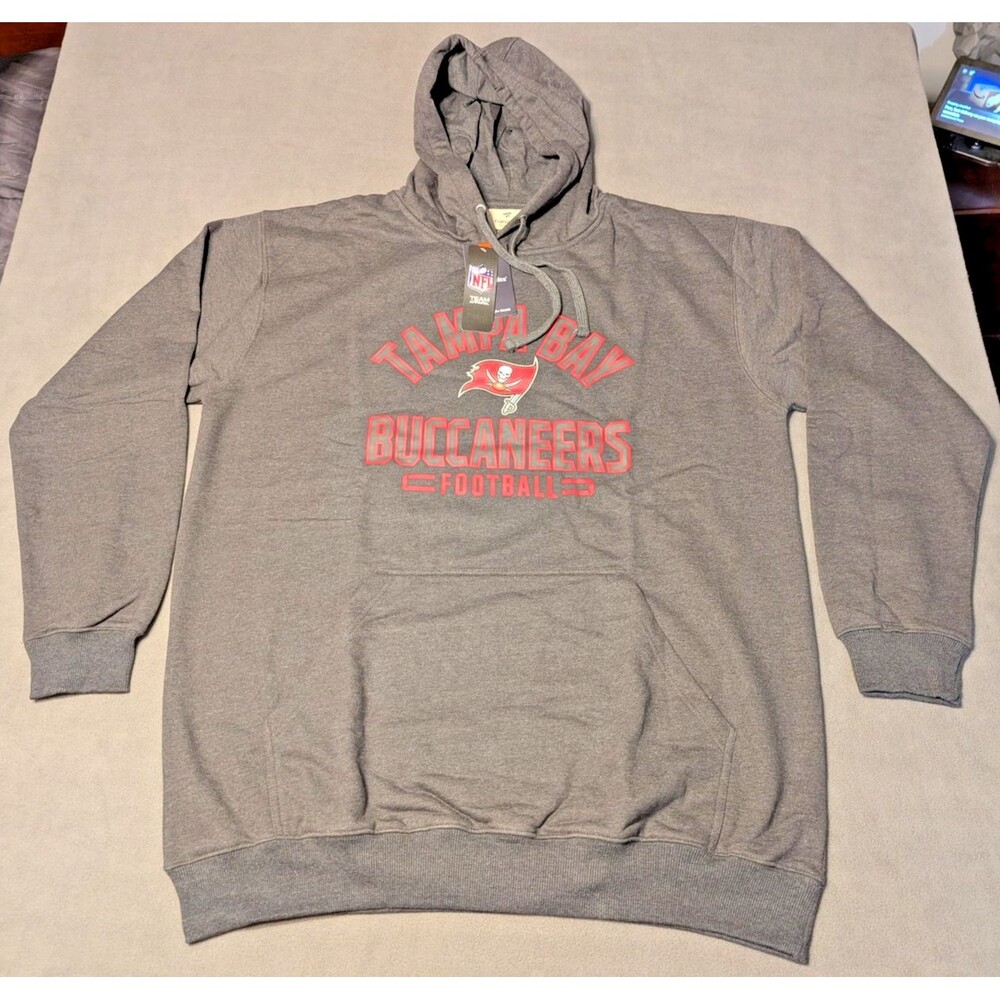 Fanatics Tampa Bay Buccaneers Football Pullover Hoodie Gray Mens 2XLT